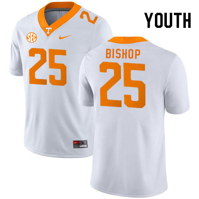 Youth #25 DeSean Bishop Tennessee Volunteers College Football Jerseys Stitched Sale-White - Click Image to Close